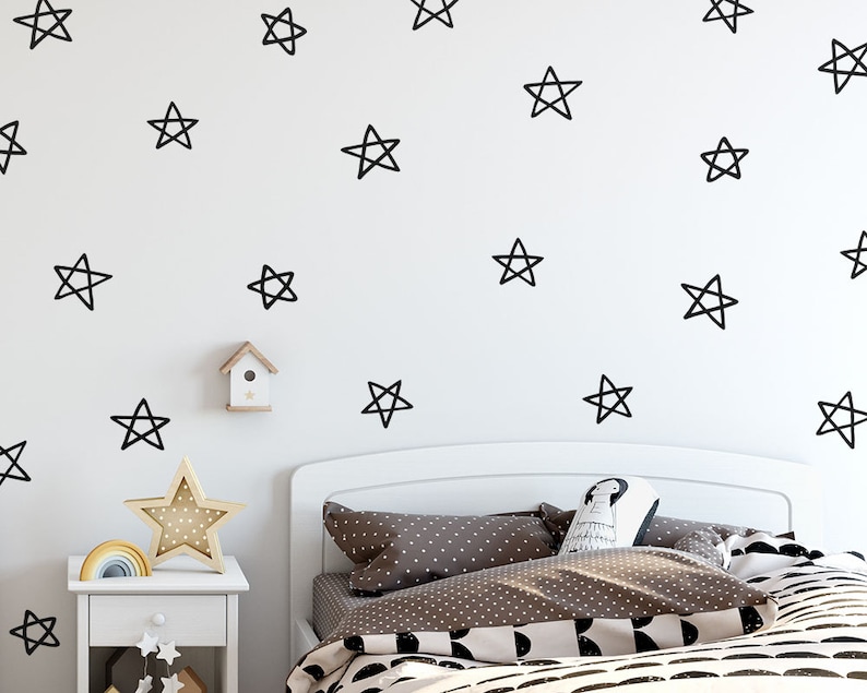 Star Wall Decals Hand Drawn Star Decals Nursery Wall Etsy