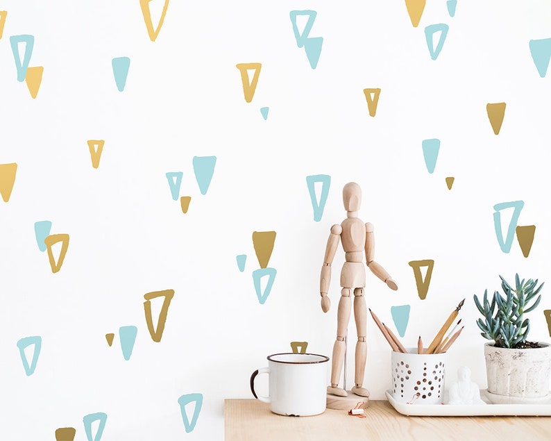sketched triangle wall decals scandinavian style decals | etsy