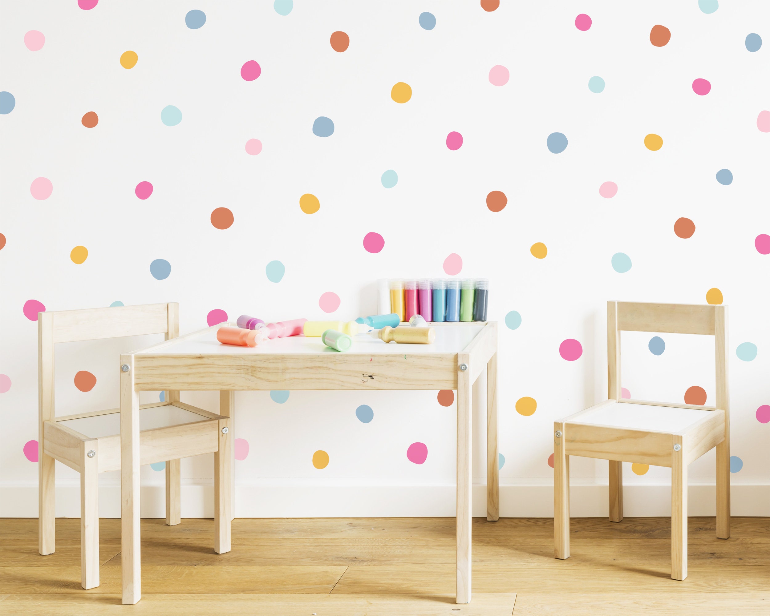 Rainbow Polka Dot Wall Decals - Removable Wall Stickers, Kids Room Wall