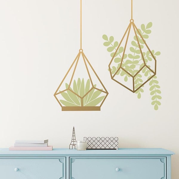 Succulent Wall Decals - Cactus Decals, Terrarium Wall Decal, Modern Decals, Vinyl Wall Decals, Unique Wall Decor