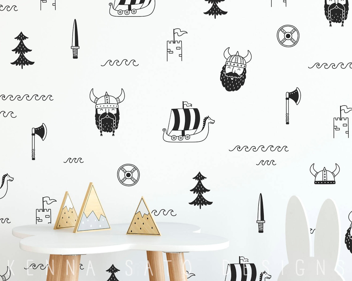 Viking Wall Decals Wall Decor Vinyl Decals Boys Room Etsy
