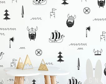 Viking Wall Decals - Wall Decor, Vinyl Decals, Boys Room Decor, Girls Room Decor, Scandi Decor, Gift for Mom, Nursery Decor, Gift for Kid