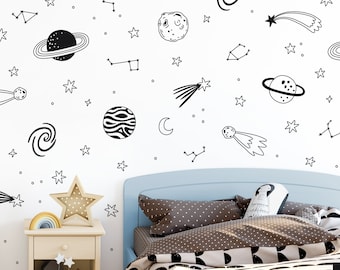 Space Wall Decals - Nursery Decals, Star Decals, Kids Room Decor, Nursery Decor, Wall Stickers