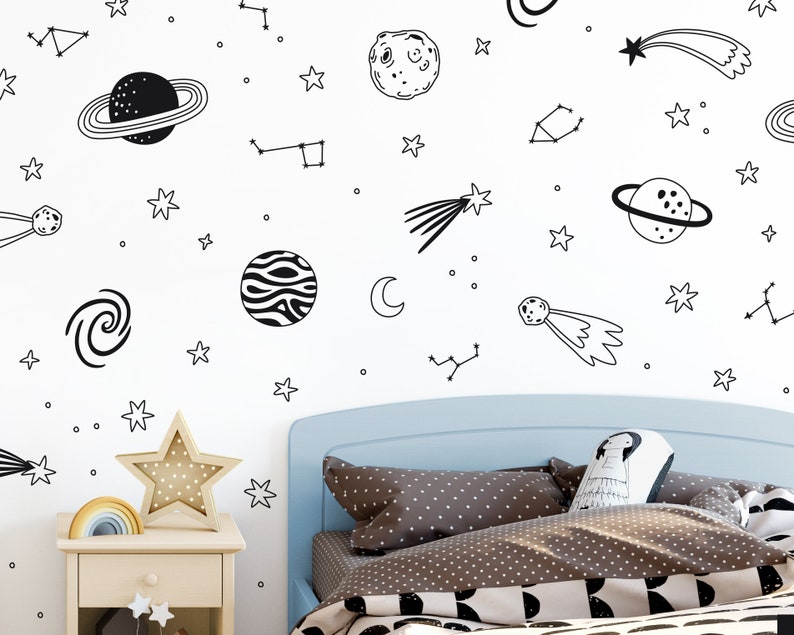 Space Wall Decals Nursery Decals Star Decals Kids Room Etsy