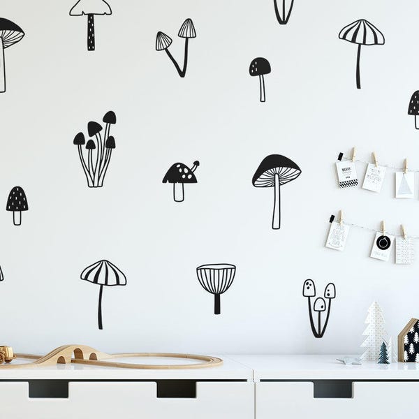 Mushroom Wall Decals - Woodland Nursery Decals, Forest Decals, Kids Room Wall Decals, Woodland Nursery Wall Stickers