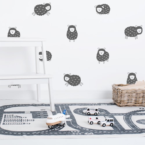 Sheep Wall Decals Nursery Decals Animal Decals Cute Etsy
