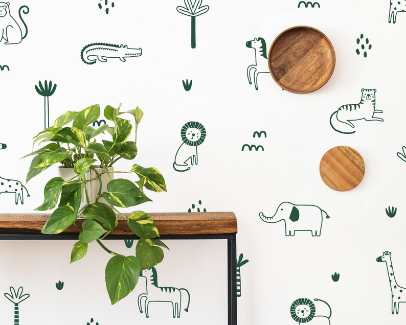 Jungle Animal Wall Decals Safari Nursery Wall Art Removable Etsy UK
