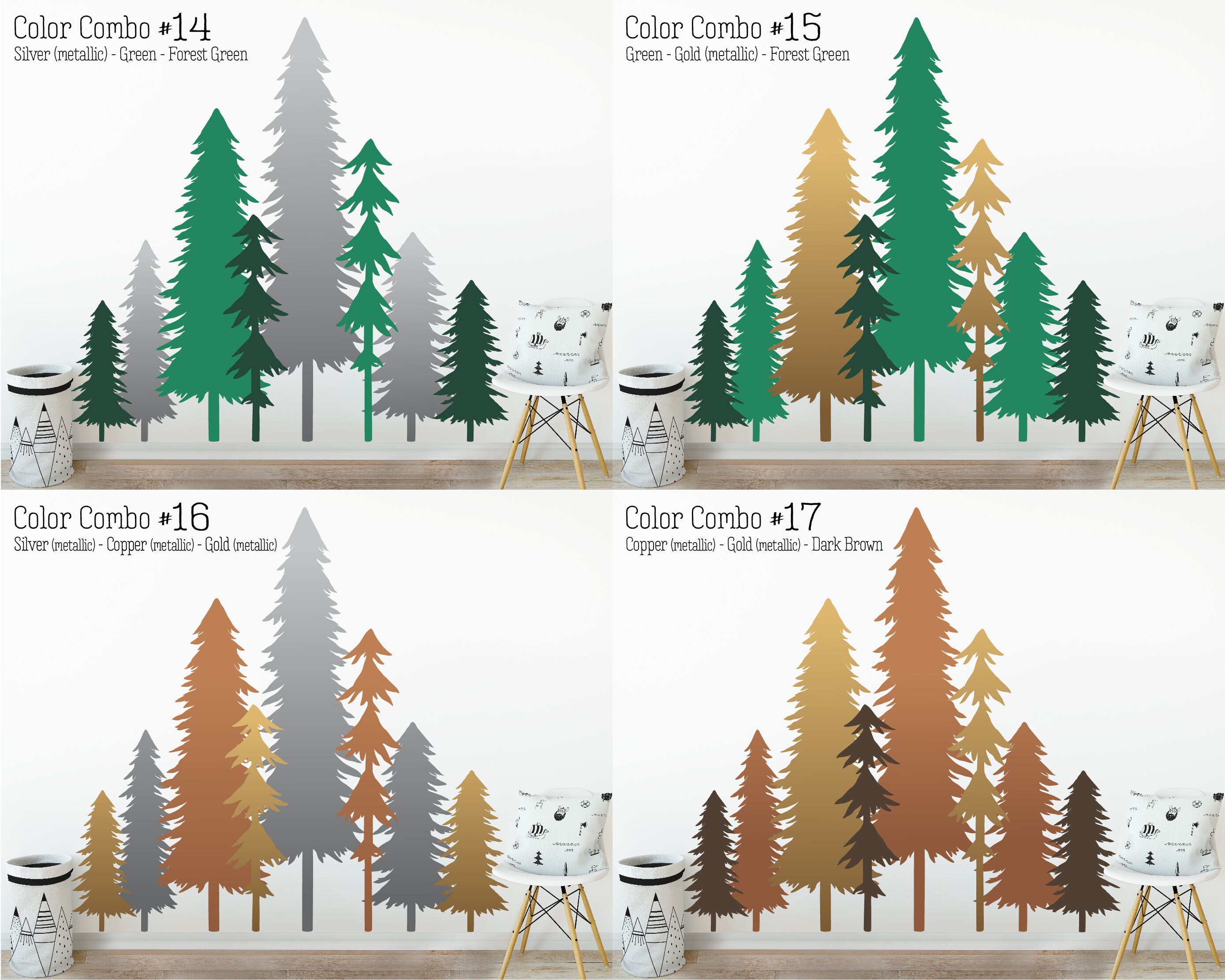 Large Forest Wall Decals Forest Mural Tree Decals Woodland Etsy