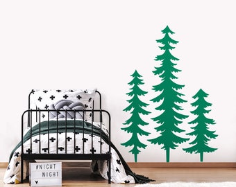 3 Large Pine Tree Forest Wall Decals - Woodland Nursery Decor, Wall Decor, Kids Room Decals, Tree Decals, Nursery Decals, Gifts for Kids