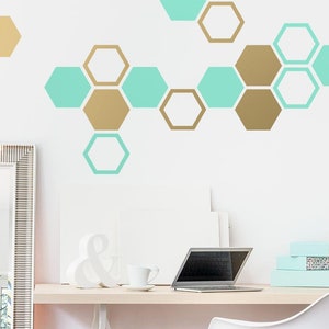 Honeycomb Wall Decals - Hexagon Vinyl Wall Decals, Geometric Wall Decals, Multicolored Decals, Modern Wall Decor