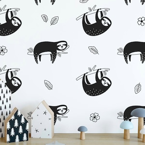 Faultier Wandtattoo - Kinderzimmer Dekor, Geschenk für Mama, Faultier, Wanddekoration, Faultier Geschenk, Wandkunst, Geschenk für Kinder, Vinyl Aufkleber, Wandaufkleber