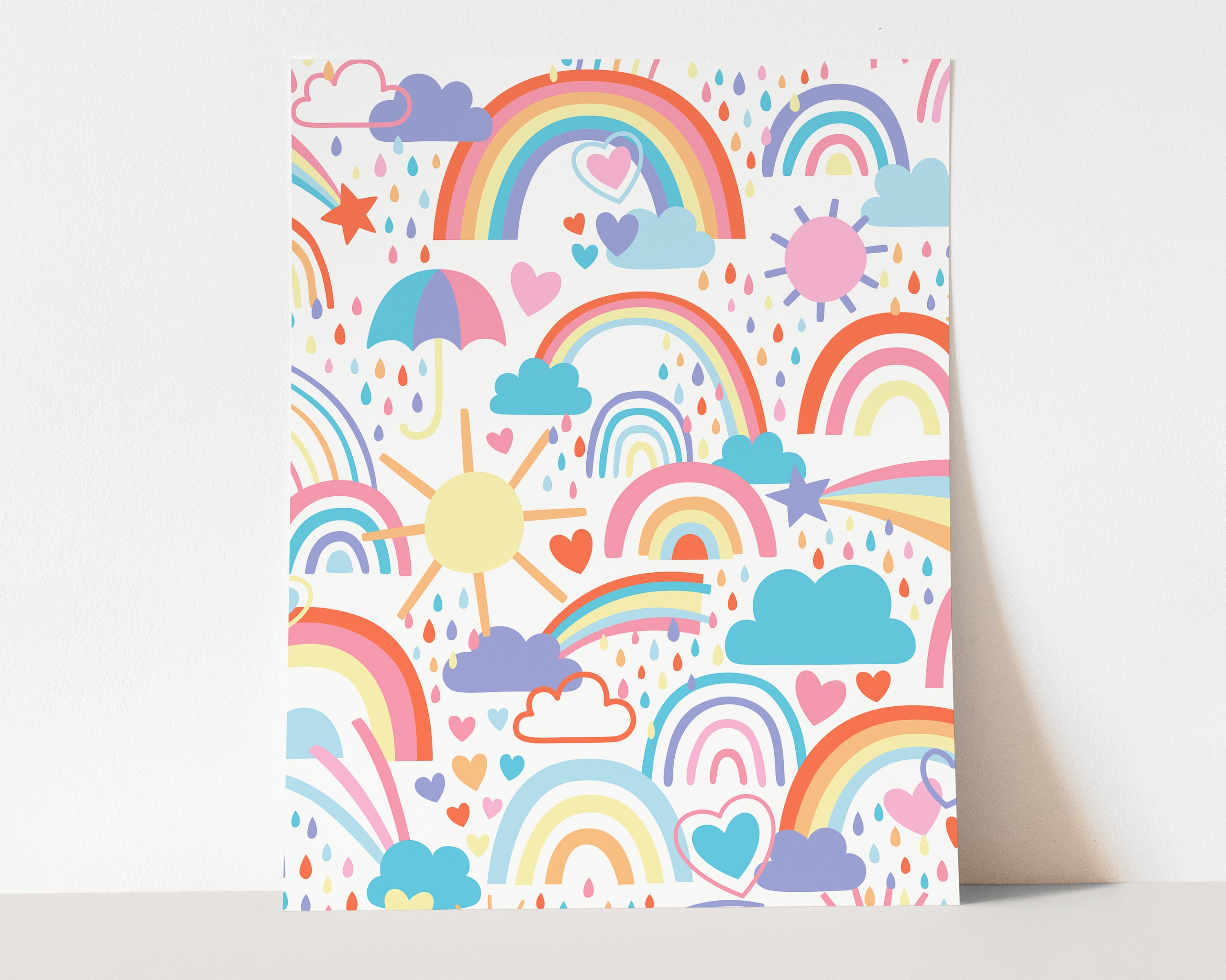 Rainbow Art Print - Digital Nursery Print, Sunny Printable Wall Art, Rainbow Kids Room Art