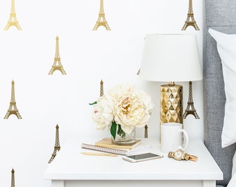 Eiffel Tower Decals - Paris Wall Decal, Vinyl Wall Decals, Metallic Decals, Gold Wall Decor, Nursery Decals, Wall Stickers