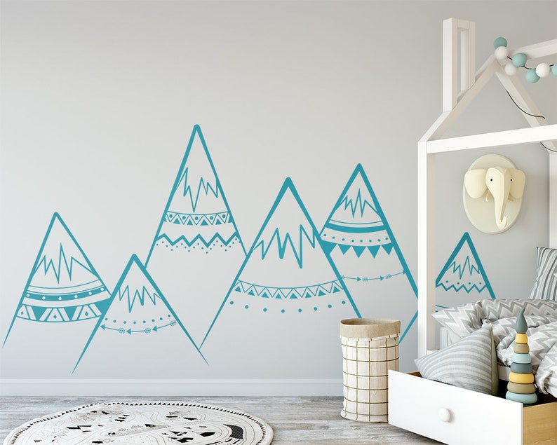 Tribal Mountains Wall Decal Mountain Decal Woodland Etsy France