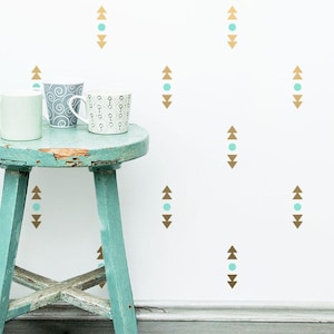 Geometric Wall Decals - Triangle Decals, Polka Dot Decals, 2-Color Vinyl Wall Decals, Modern Geometric Wall Decal Set
