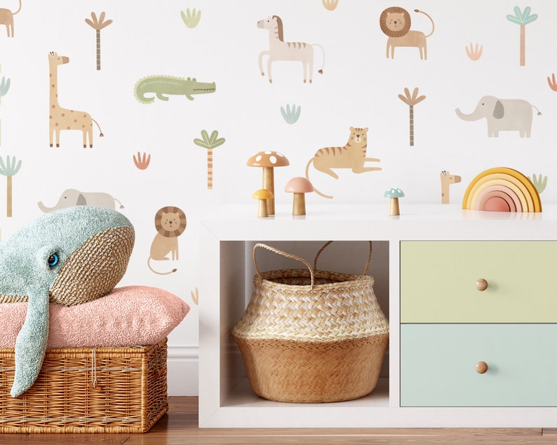 Jungle Wall Decals - Safari Nursery Decor, Kids Room Decal, Reusable and Removable Wall Stickers image 8