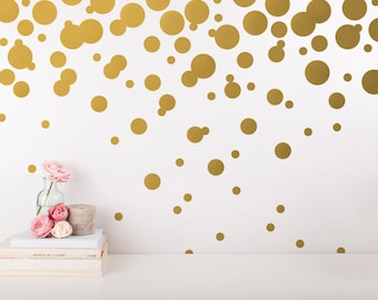 Polka Dot Wall Decals - Gold Confetti Wall Decal Set - Unique Vinyl Wall Decals, Silver Decals, Modern Metallic Decor for Gifts and More!