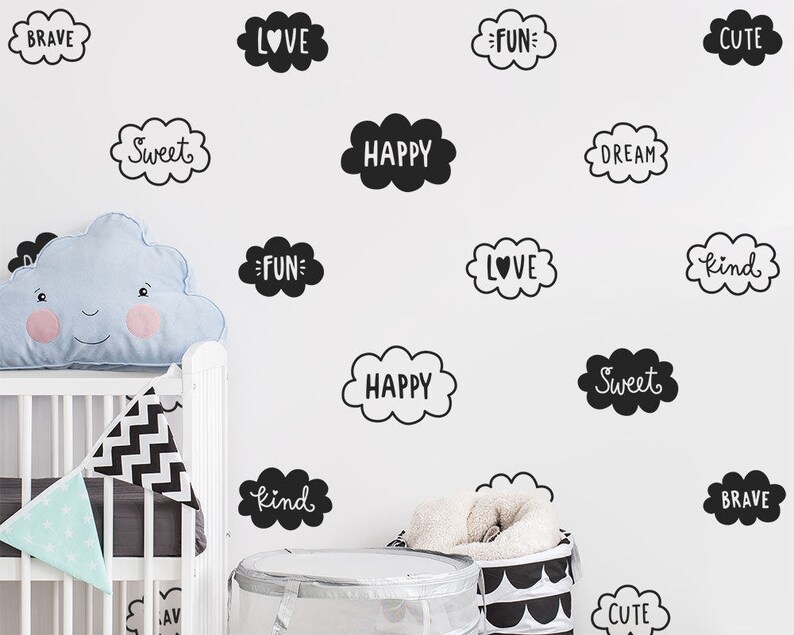 Cloud Wall Decals Nursery Cute Words