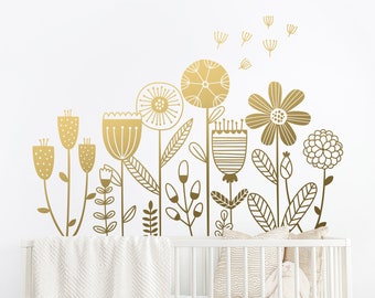 Flower Garden Wall Decal - Flower Decals, Dandelion Decal, Girls Room Decals, Girls Nursery Decals, Flower Stickers, Flowers Wall Decor