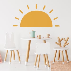 Half Sun Wall Decal - Sunshine Wall Stickers, Boho Nursery, Kids Room Wall Art, Playroom Decor