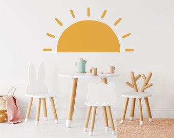 Half Sun Wall Decal - Sunshine Wall Stickers, Boho Nursery, Kids Room Wall Art, Playroom Decor