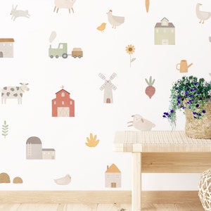 Farm Animal Wall Decals - Removable, Reusable Wall Stickers - Farmhouse Nursery Decor, Kids Room Wall Art, Baby Room Wall Decor