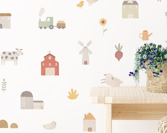 Farm Animal Wall Decals - Removable, Reusable Wall Stickers - Farmhouse Nursery Decor, Kids Room Wall Art, Baby Room Wall Decor