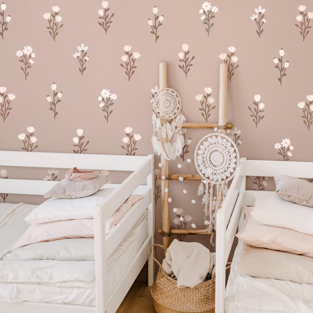 Flower Wall Decals - Boho Nursery Decor, Floral Wall Art, Daisy Wall ...