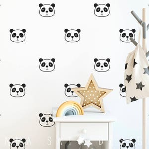 Panda Wall Decals - Nursery Decals, Cute Panda Face Decals, Vinyl Wall Decals, Kids Room Decals, Wall Stickers