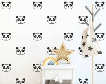 Panda Wall Decals - Nursery Decals, Cute Panda Face Decals, Vinyl Wall Decals, Kids Room Decals, Wall Stickers