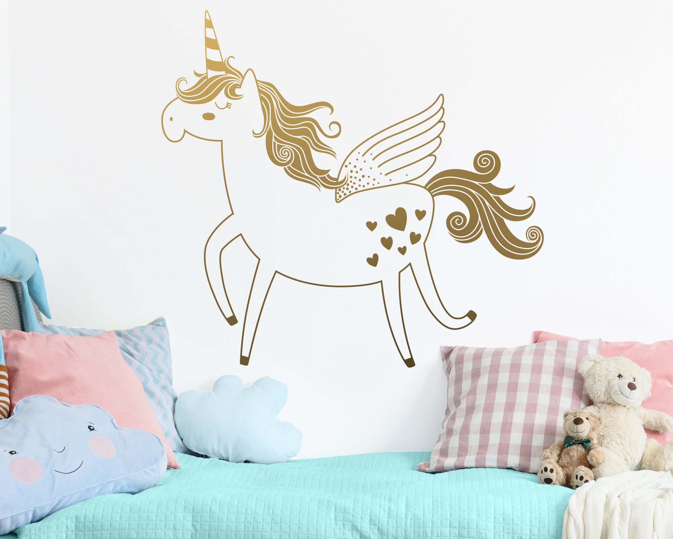 Unicorn Face w/Floral Garden Removable Vinyl Wall Decals Nursery Kids Room 16x12 Unicorn Face w/Floral Garden Removable Vinyl Wall Decals Nursery Kids Room 16x12