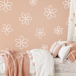 Madeliefje muurstickers - bloemen kinderkamer decor, kinderkamer kunst aan de muur, verwijderbare bloem muurstickers