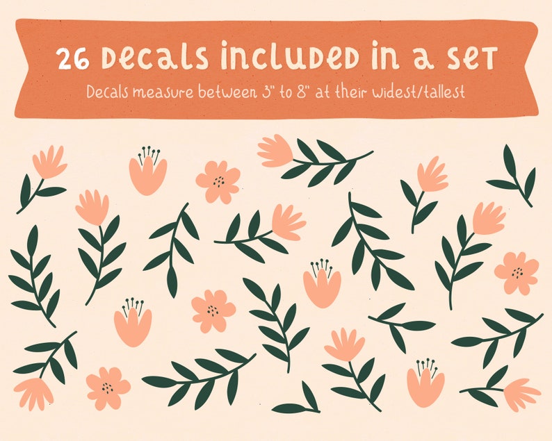 Flower Wall Decals Boho Floral Wall Stickers Nursery Decor Etsy