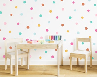 Rainbow Polka Dot Wall Decals - Removable Wall Stickers, Kids Room Wall Decor, Nursery Wall Art, Peel-and-Stick Confetti Decals