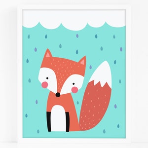 Fox Art Print Digital Wall Art Print, Woodland Nursery Decor, Printable Playroom Wall Art, Kids Room Decor image 3