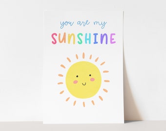 Sunshine Art Print - Digital Nursery Print, Printable Wall Art, Rainbow Kids Room Art