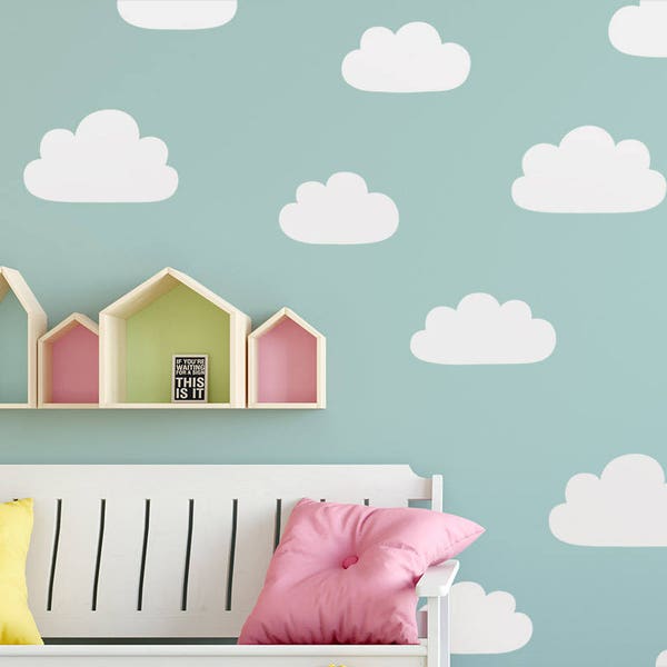 Cloud Wall Decals - Hand Drawn Cloud Decals, Nursery Wall Decals, Vinyl Wall Decals, Kids Bedroom Decals, Cute Cloud Wall Stickers