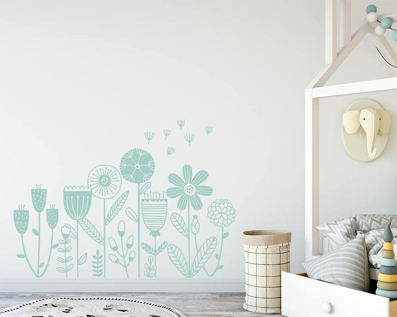 Flower Garden Wall Decal Flower Decals Dandelion Decal Etsy
