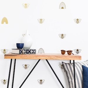 Bee Wall Decals - Wall Decor, Honey Bee Decals, Beehive Decals, Gold Bee Wall Decals, Honey Bee Decor, Beehive Wall Stickers