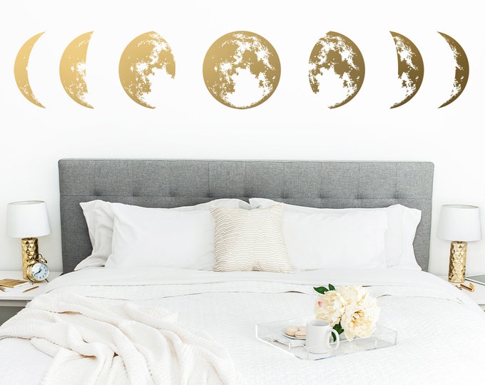 Moon Phases Wall Decal - Moon Phase Decor, Celestial Wall Art, Moon Decor for Home, Nursery Decor, Kids Room Wall Stickers