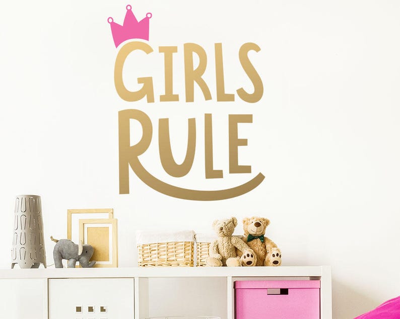 Girls Rule Wall Decal Kids Room Nursery Removable Sticker Vinyl Decor Cute