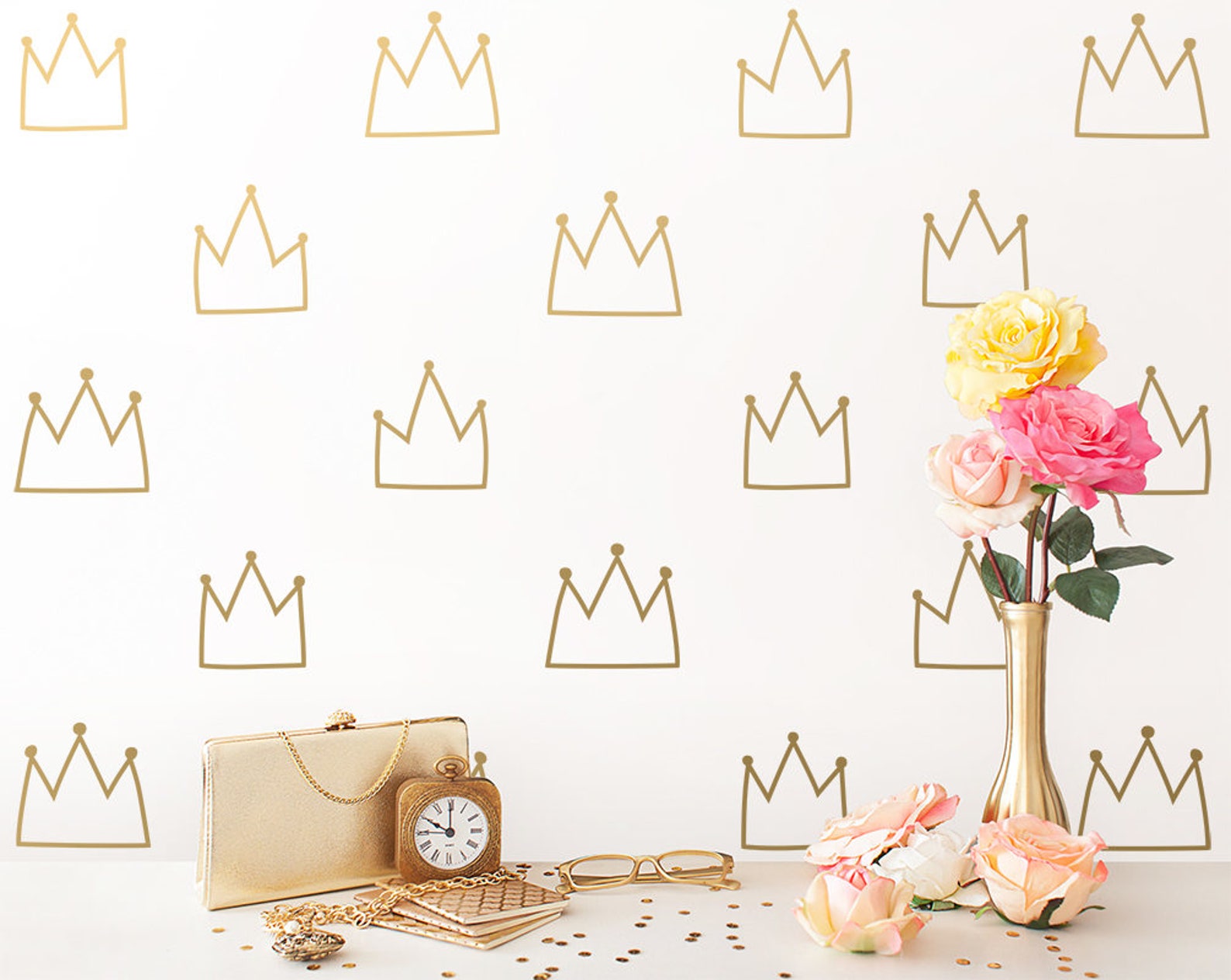 Crown Wall Decals - Kids Room Decals, Nursery Wall Decals, Gold Wall ...