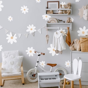 Daisy Wall Decals - Boho Nursery Decor, Kids Room Wall Art, Removable ...