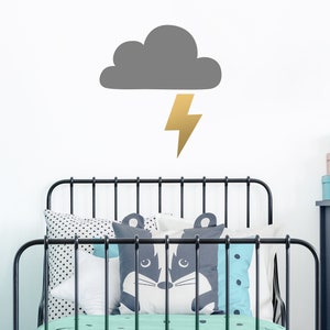 Cloud and Lightning Wall Decal - Cloud Decal, Lightning Decal, Nursery Decal, Nursery Decor, Kids Room Decor, Cloud Wall Art, Wall Decor