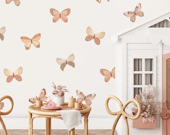 Butterfly Wall Decals - Kids Room Wall Stickers, Boho Nursery Decor, Reusable and Removable Butterfly Wall Art