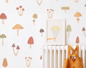 Pilz Wandaufkleber - Abnehmbare, wiederverwendbare Wandaufkleber - Wald Kinderzimmer Dekor, Kinderzimmer Wandkunst, Wald Wandtattoo