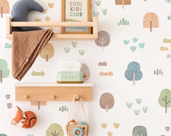 Woodland Forest Wall Decals - Removable, Reusable Fabric Wall Stickers - Woodland Nursery Wall Decor, Kids Room Art, Tree Wall Decals
