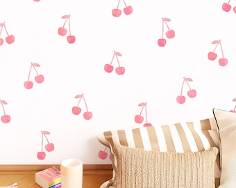Cherry Wall Decals - Nursery Wall Decor, Removable and Reusable Wall Stickers, Kids Room Wall Art
