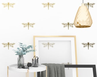 Dragonfly Wall Decals - Modern Wall Stickers, Gold Wall Decals, Dragonfly Decals, Unique Wall Decor