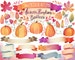 Autumn Clipart - Watercolor Clipart, Autumn Leaves, Pumpkins, and Banners - Fall Digital Clipart Set, Watercolor Clip Art 